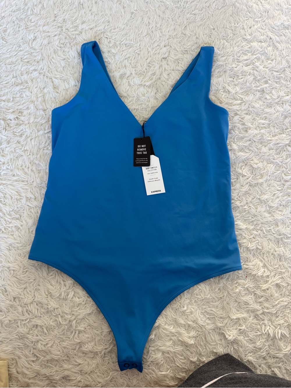 Express Girls' Bright Blue V-Neck One-Piece Bodysuit